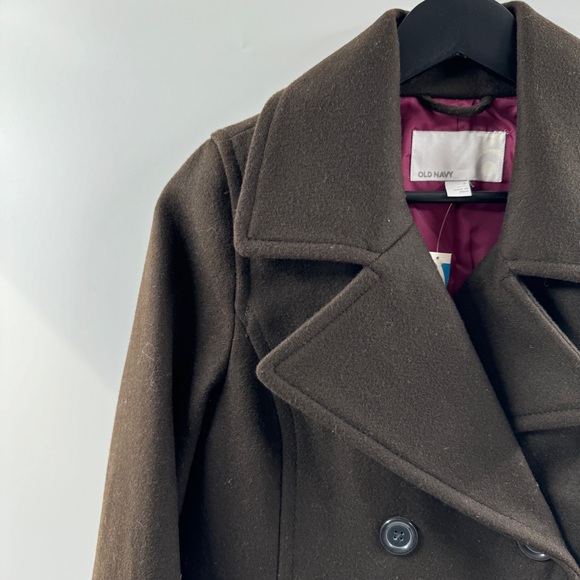 Old Navy Early 2000s Deep Brown Wool Pea Coat Size Small NWT - Picture 2 of 8